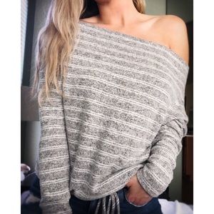 Super Soft Brush Knit Off Shoulder Top
